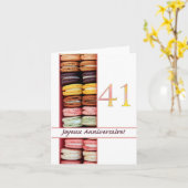 41. Französisch Geburtstag Macaron-Joyeux Annivers Karte (Gelbe Blume)