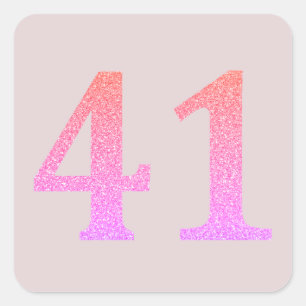 41. Geburtstag 41. Lila Glitzer in Rosa Quadratischer Aufkleber