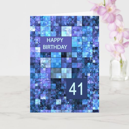 41. Geburtstag, Blue Squares, Karte (Orchidee)
