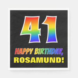 41. Geburtstag: Bold, Fun, Simple, Rainbow 41 Serviette