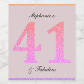 41. Geburtstag Einundvierzig Fabelhaft Blush Pink Weinetikett (Einzelnes Label)