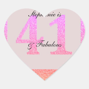 41. Geburtstag Einundvierzig fabelhafte, benutzerd Herz-Aufkleber