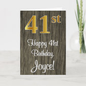 41. Geburtstag: Elegante Imitate Gold Look #, Imit Karte (Vorderseite)