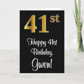 41. Geburtstag ~ Elegante Luxuriöse Imitate Gold L Karte (Vorderseite)