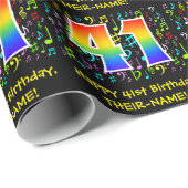 41. Geburtstag: Farbige Musiksymbole, Regenbogen 4 Geschenkpapier (Rolleneckpunkt)