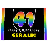 41. Geburtstag: Farbiger Regenbogen # 41, Individu Große Geschenktüte (Vorderseite)