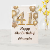 41. Geburtstag Gold Ballons und Confetti Geburtsta Karte (Gelbe Blume)