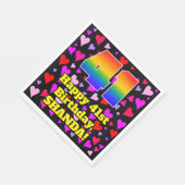 41. Geburtstag: Loving Hearts Pattern, Regenbogen  Serviette (Ecke)