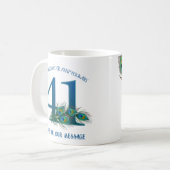 41. Geburtstag oder Jubiläum Pfauenfeder Kaffeetasse (Vorderseite Links)