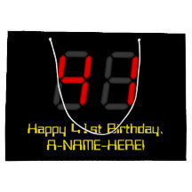 41. Geburtstag: Red Digital Clock Style "41" + Nam