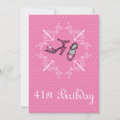 41. Geburtstag, rosa Schuhe, Einladung (Vorderseite)