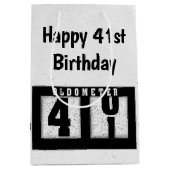 41. Geburtstag Schwarzes Odometer Mittlere Geschenktüte (Vorderseite)