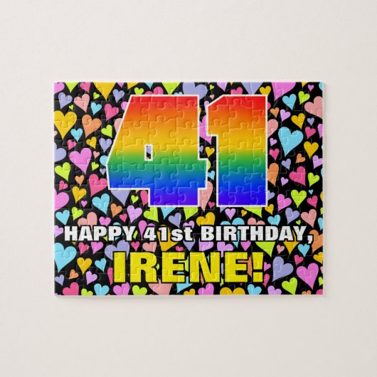 41. Geburtstag — Spaß, liebevolle Herzformen + "41 Puzzle (Horizontal)