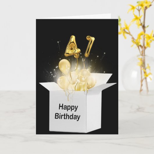 41. Geburtstagsballons in weißer Box Karte (Gelbe Blume)