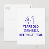 41 Geburtstagsdesign Postkarte (Vorne/Hinten)