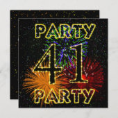 41. Geburtstagsfeier Einladung mit Feuerwerk (Vorne/Hinten)