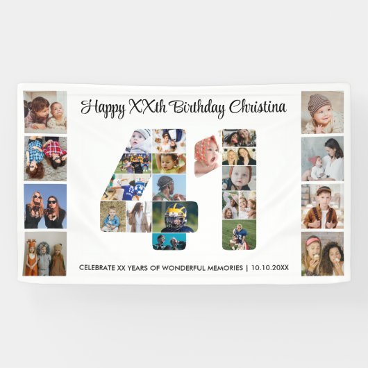 41. Geburtstagsfeier Nummer 41 Fotocollage Banner (Horizontal)