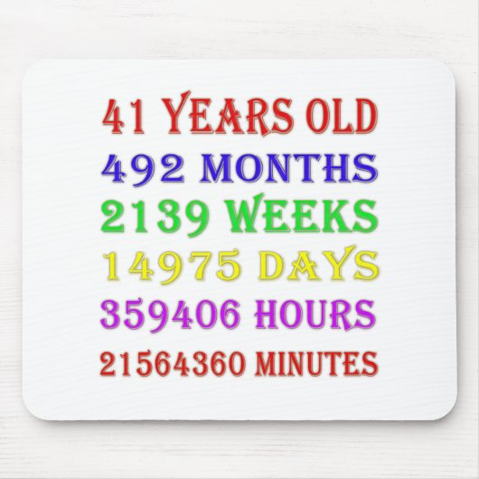 41. Geburtstagsfeiertage Mousepad (Vorne)