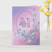 41. Geburtstagskarte mit Diamantenstars Karte (Gelbe Blume)