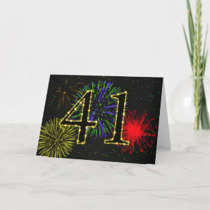 41. Geburtstagskarte mit Feuerwerk Karte