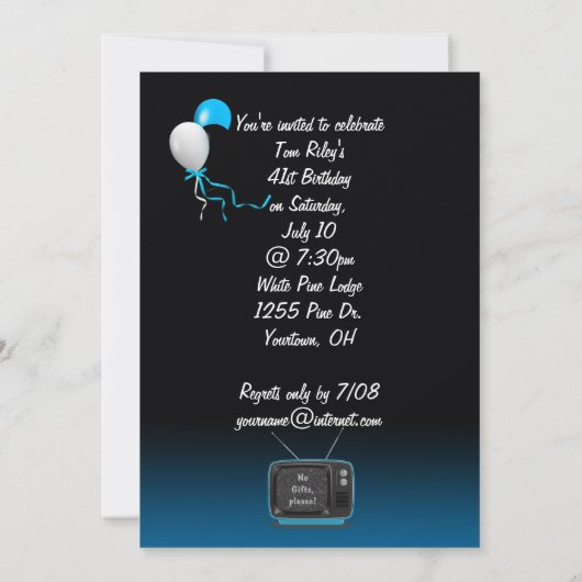 41. Geburtstagsparty Einladung (Rückseite)
