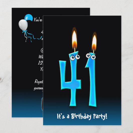 41. Geburtstagsparty Einladung (Vorne/Hinten)