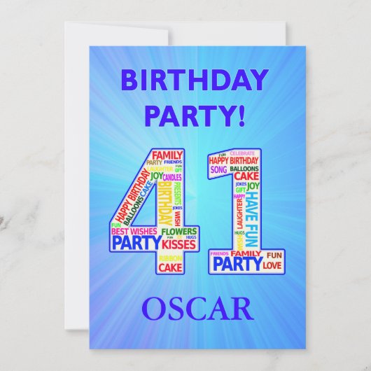 41. Geburtstagsparty Einladung einen Namen hinzufü (Vorderseite)