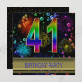 41. Geburtstagsparty Einladung mit Blasen (Vorne/Hinten)