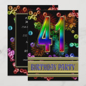 41. Geburtstagsparty Einladung mit Blasen (Vorne/Hinten)