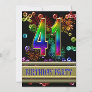41. Geburtstagsparty Einladung mit Blasen