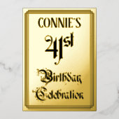 41. Geburtstagsparty — Elegantes Script + Individu Folieneinladung (Vorderseite)