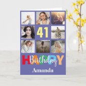 41. Happy Birthday Foto Collage Modern Karte (Gelbe Blume)