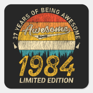 41 Jahre alt 1984 Retro Phantastisch 41. Geburtsta Quadratischer Aufkleber