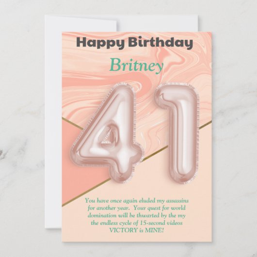 41-jährige Mädchen Happy Birthday Card (Vorderseite)