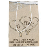 41. Jubiläum Beach Hearts Mittlere Geschenktasche Geschenktüte (Vorderseite)