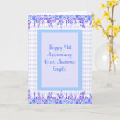 41. Jubiläumskarte in blau mit Blumengrenzen Karte (Gelbe Blume)