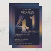 41. lila und goldener Geburtstag Einladung (Vorne/Hinten)