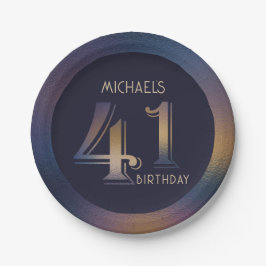 41. lila und goldener Geburtstag Pappteller