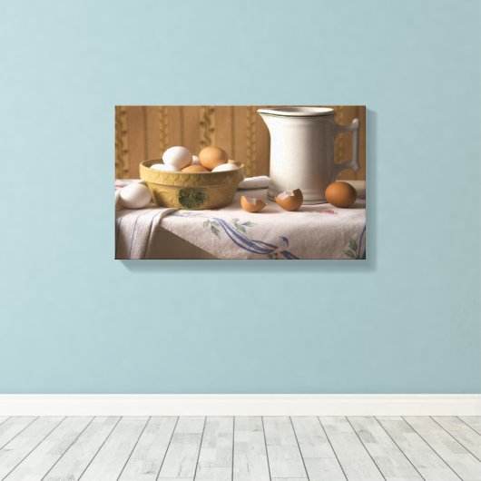 4211 Ei & Pitcher Stillleben Leinwanddruck (Insitu (Holzboden))