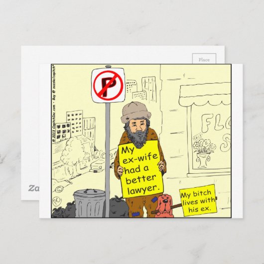 427 Ex-Ehefrau besserer Anwalt Cartoon Postkarte (Vorne/Hinten)