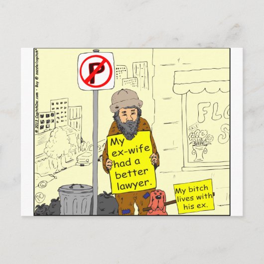 427 Ex-Ehefrau besserer Anwalt Cartoon Postkarte (Vorderseite)