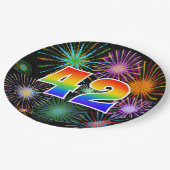 42. Event - Spaß, farbenfroh, kühl, Regenbogen 42 Pappteller (Schrägansicht)