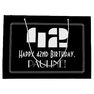 42. Geburtstag ~ Art Deco Inspiriert Look "42" + N Große Geschenktüte
