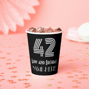 42. Geburtstag — Art Deco Inspiriert Look "42" + N Pappbecher