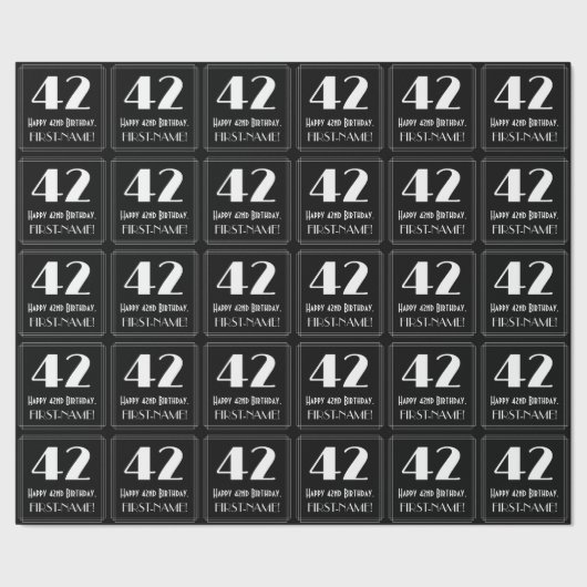 42. Geburtstag - Art Deco Inspiriert Look "42", Na Geschenkpapier (Saum)