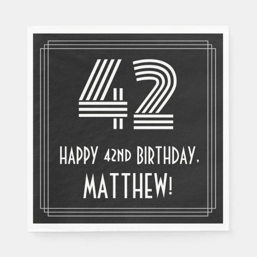 42. Geburtstag: Art Deco Inspiriert Look "42" + Na Serviette (Vorderseite)