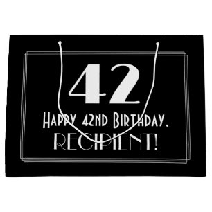 42. Geburtstag: Art Deco Inspiriert Stil "42", Nam Große Geschenktüte