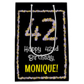 42. Geburtstag: Blumennummer, Individuelle Name, B Mittlere Geschenktüte (Rückseite)