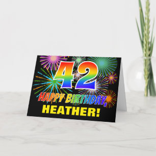 42. Geburtstag: Bold, Fun, Fireworks, Rainbow 42 Karte
