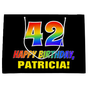 42. Geburtstag: Bold, Fun, Simple, Rainbow 42 Große Geschenktüte